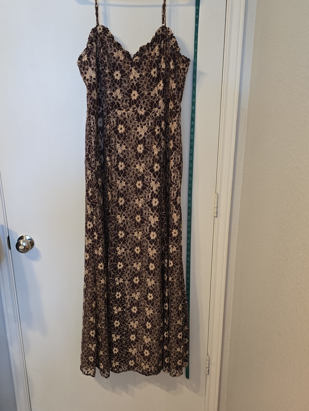 Floral Lace Slip Dress in Brown and Cream